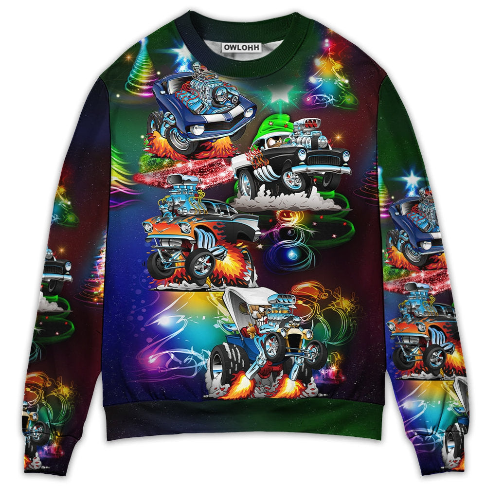 Sweater / S Car Christmas Neon Amazing Style - Sweater - Ugly Christmas Sweaters - Owls Matrix LTD