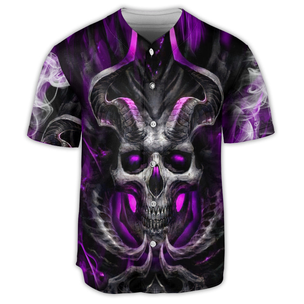 S Skull Dark Purple Fire Lighting - Baseball Jersey - Owls Matrix LTD
