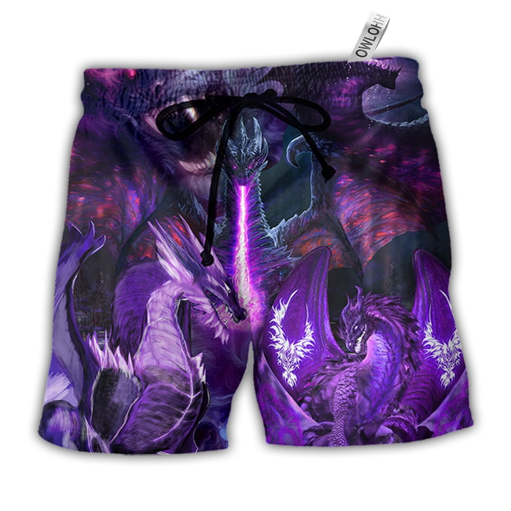 Beach Short / Adults / S Dragon Dark Purple Lightning Art Style - Beach Short - Owls Matrix LTD