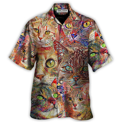 Hawaiian Shirt / Adults / S Cat Art Lover Funny Cat Colorful - Hawaiian Shirt - Owls Matrix LTD