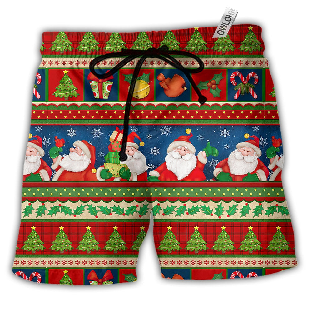 Christmas Santa Claus Happy Xmas - Beach Short - Owls Matrix LTD