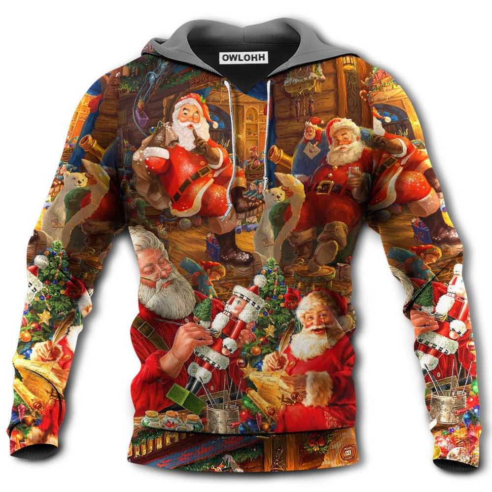 Unisex Hoodie / S Christmas Funny Santa Claus Gift Xmas Is Coming Art Style - Hoodie - Owls Matrix LTD