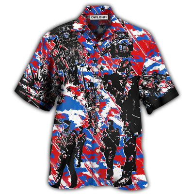 Hawaiian Shirt / Adults / S Veteran Independence Day Camo Pattern - Hawaiian Shirt - Owls Matrix LTD