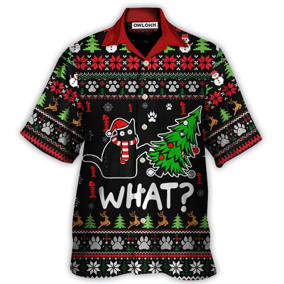 Hawaiian Shirt / Adults / S Black Cat Wreck The Tree Funny Ugly Style Christmas - Hawaiian Shirt - Owls Matrix LTD