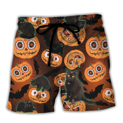 Halloween Is Better Cat Make - Beach Short - Owls Matrix LTD