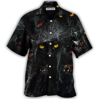 Hawaiian Shirt / Adults / S Halloween Black Cat In The Dark - Hawaiian Shirt - Owls Matrix LTD
