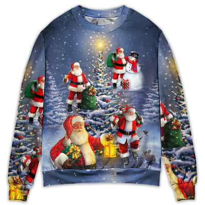 Sweater / S Christmas Santa Claus In Love Light Xmas Tree - Sweater - Ugly Christmas Sweaters - Owls Matrix LTD