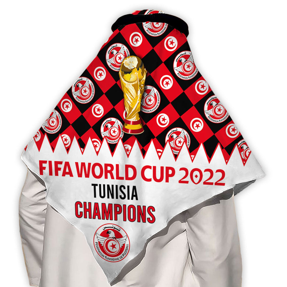 110x110cm World Cup 2022 Tunisia Champions - Keffiyeh - Owls Matrix LTD