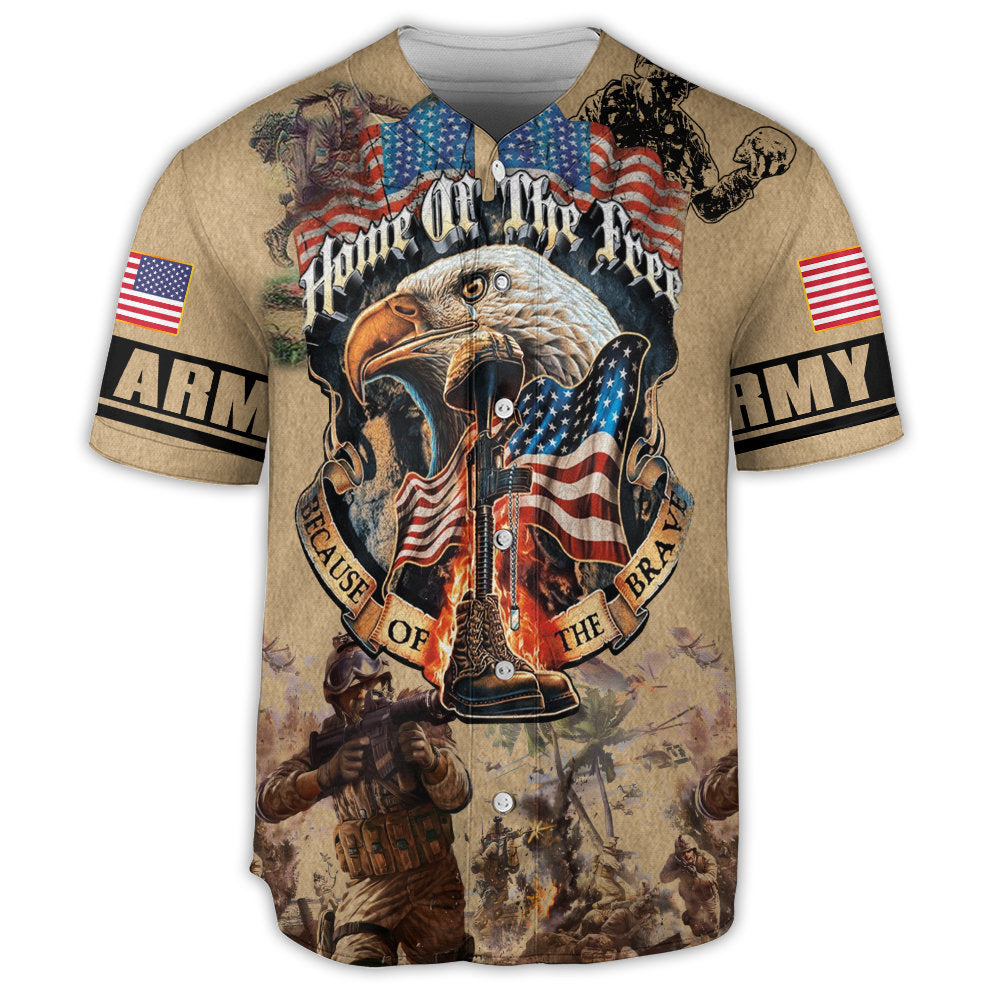 S Veteran Army America Home Of The Free Because Of The Brave - Baseball Jersey - Owls Matrix LTD
