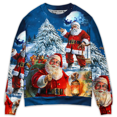 Christmas Santa Claus Story Nights Christmas Is Coming Painting Style - Sweater - Ugly Christmas Sweaters - Owls Matrix LTD