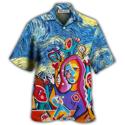 Hawaiian Shirt / Adults / S Teacher Art Teacher in Starry Night - Hawaiian Shirt - Owls Matrix LTD