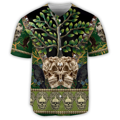 S Skull Trees Style Love Green - Baseball Jersey - Owls Matrix LTD