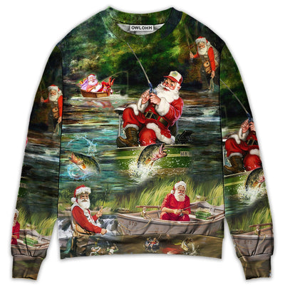 Sweater / S Christmas Merry Fishmasand A Happy New Reel - Sweater - Ugly Christmas Sweaters - Owls Matrix LTD