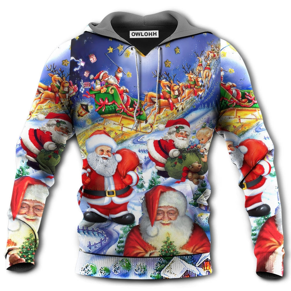 Unisex Hoodie / S Christmas Funny Santa Claus Happy Xmas Is Coming Art Style Class - Hoodie - Owls Matrix LTD