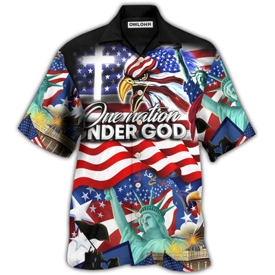 Hawaiian Shirt / Adults / S America Independence Day US One Nation Under God - Hawaiian Shirt - Owls Matrix LTD