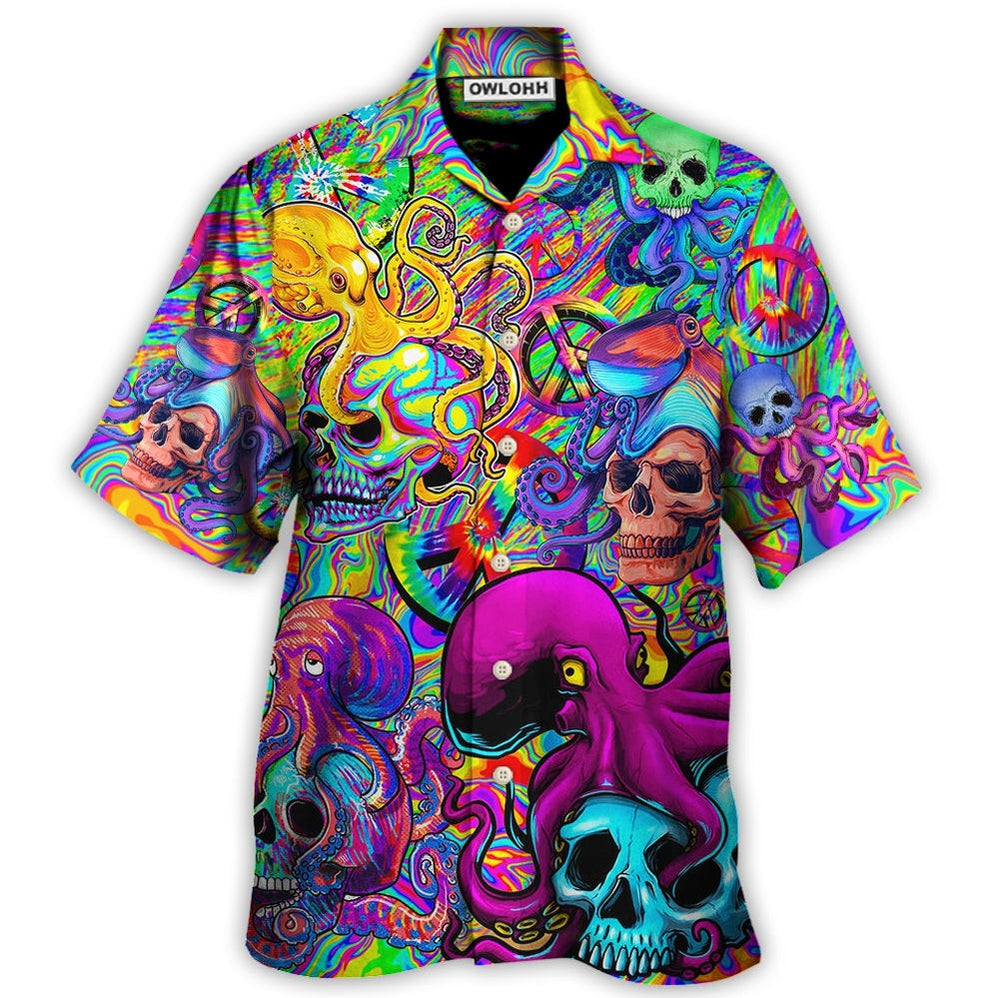 Hawaiian Shirt / Adults / S Hippie Skull Octopus Colorful Tie Dye - Hawaiian Shirt - Owls Matrix LTD
