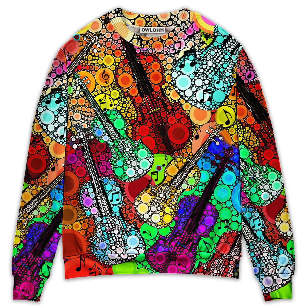 Guitar Scroll Bubble Colorful - Sweater - Ugly Christmas Sweaters - Owls Matrix LTD
