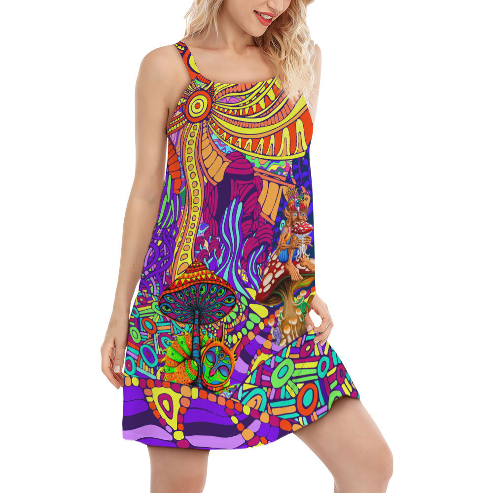 S Hippie Colorful Love Life - Women's Sleeveless Cami Dress - Owls Matrix LTD