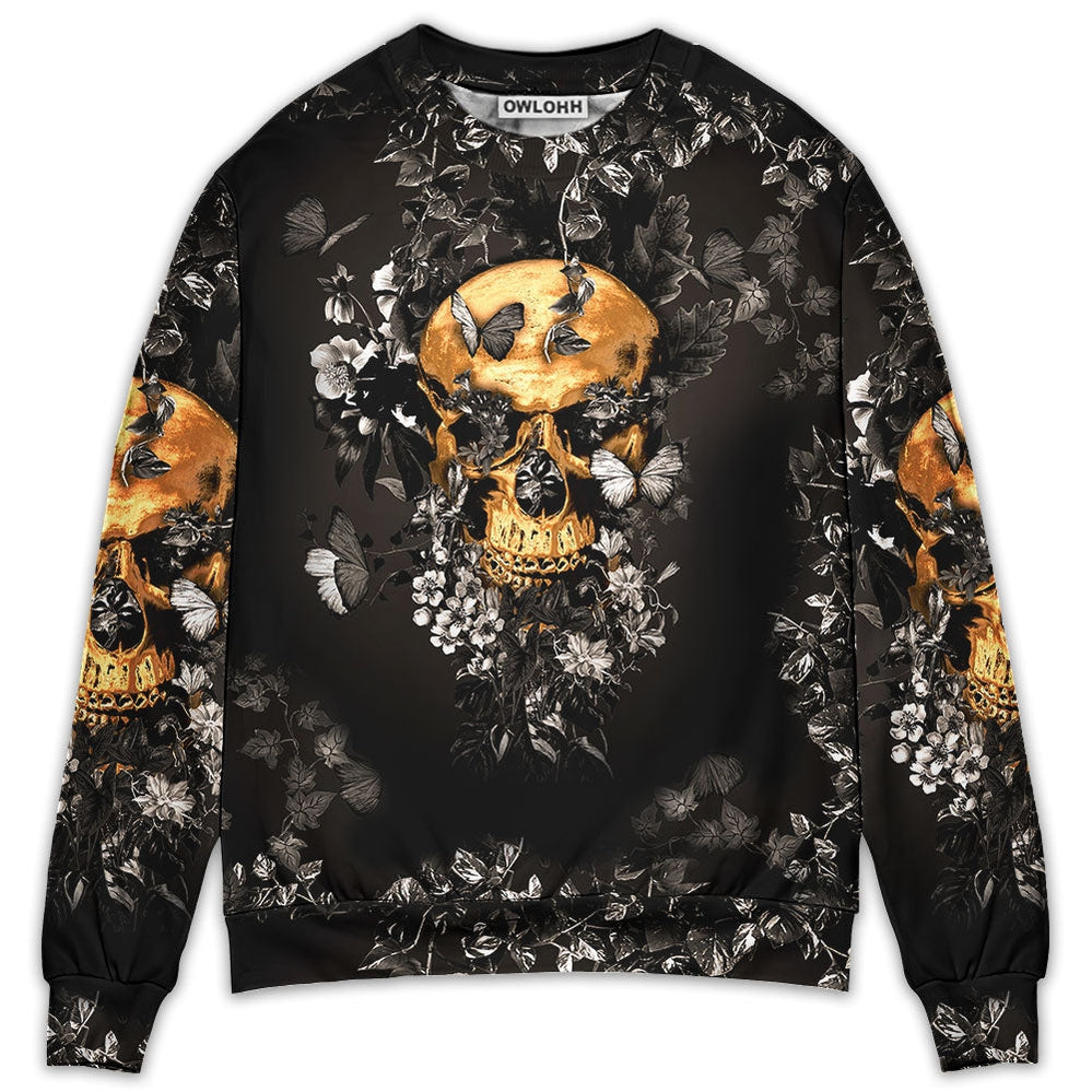 Sweater / S Skull Flowers Grow Out Of Dark Moments - Sweater - Ugly Christmas Sweaters - Owls Matrix LTD