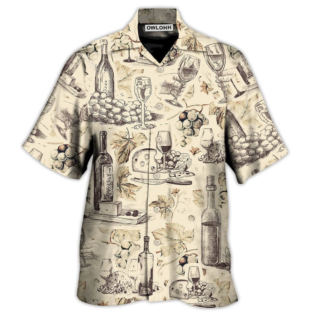 Hawaiian Shirt / Adults / S Wine And Grape Retro Art - Hawaiian Shirt - Owls Matrix LTD