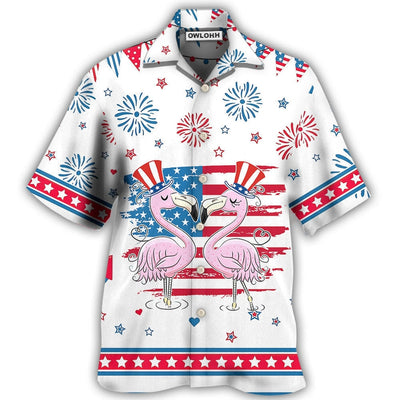 Hawaiian Shirt / Adults / S Flamingo Independence Day Star America - Hawaiian Shirt - Owls Matrix LTD