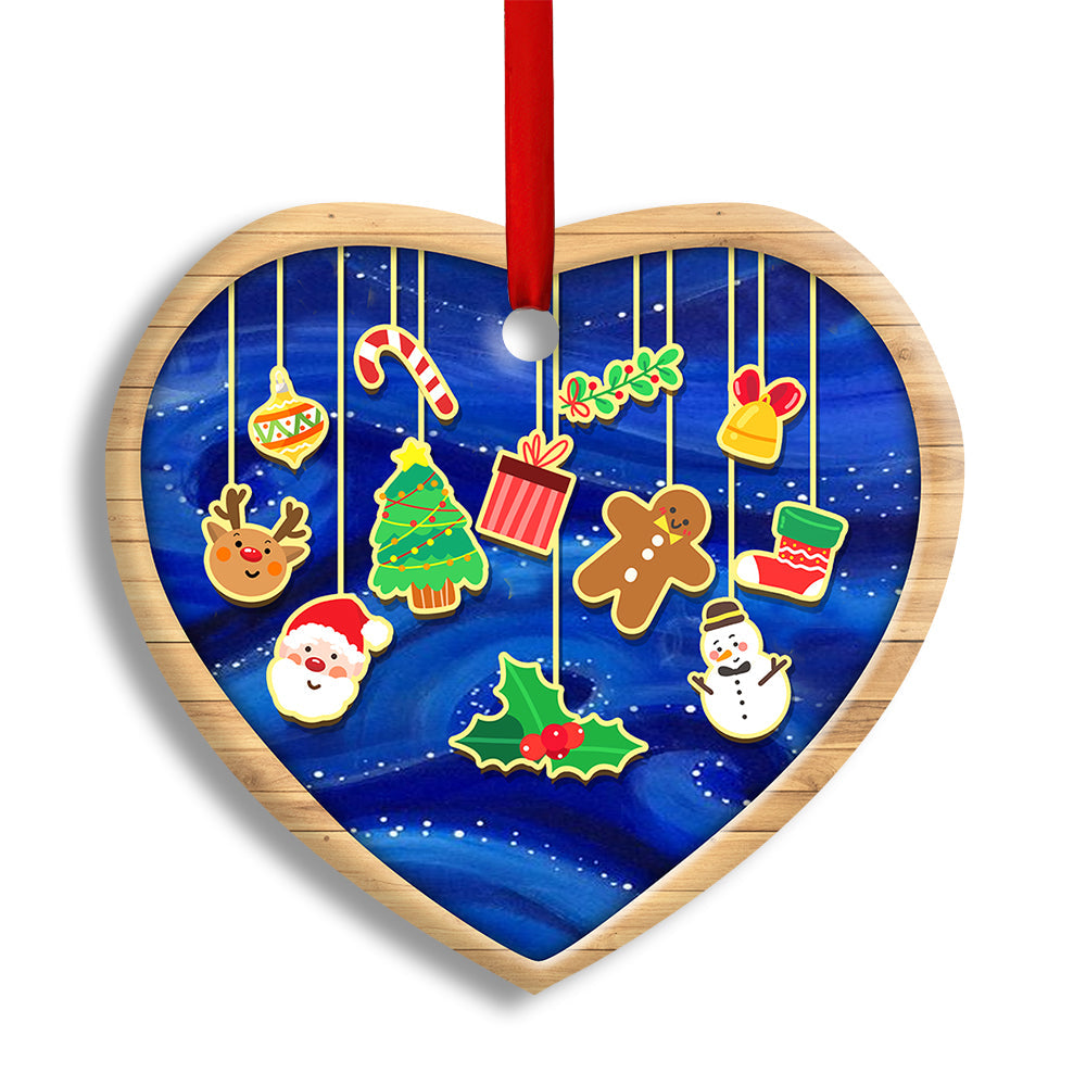 Pack 1 Christmas Santa Merry Xmas And Happy New Year - Heart Ornament - Owls Matrix LTD