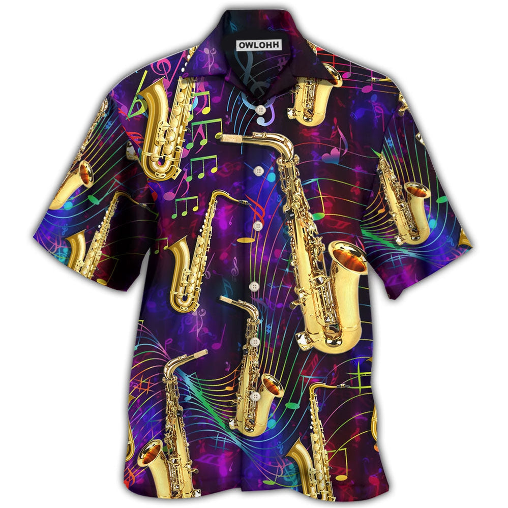 Hawaiian Shirt / Adults / S Saxophone Music Neon Art - Hawaiian Shirt - Owls Matrix LTD