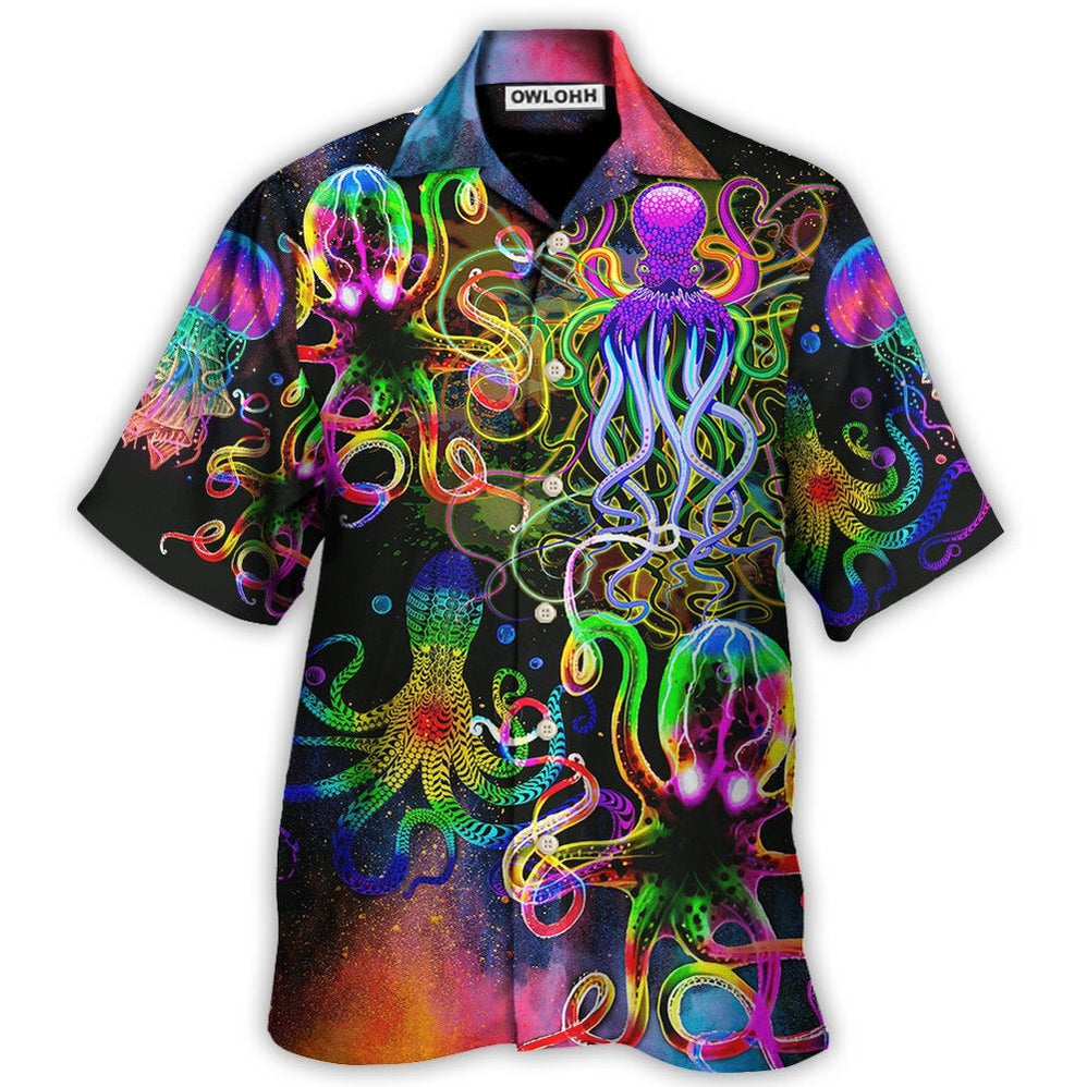 Hawaiian Shirt / Adults / S Octopus With Jellyfish Sea Life - Hawaiian Shirt - Owls Matrix LTD