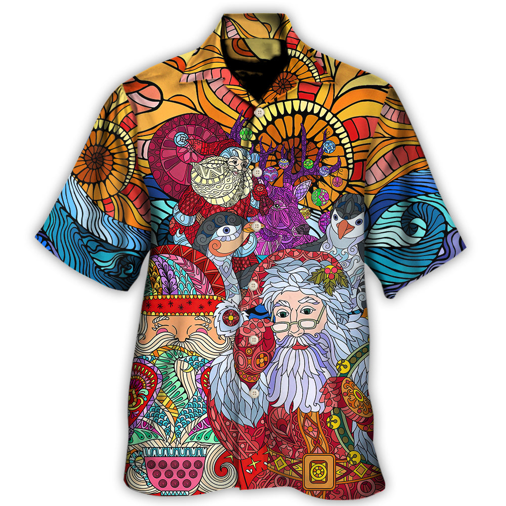 Hawaiian Shirt / Adults / S Christmas Santa Colorful Geometry - Hawaiian Shirt - Owls Matrix LTD