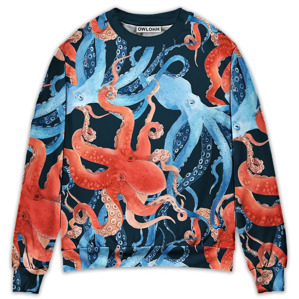 Octopus Colorful Ocean Life Basic - Sweater - Ugly Christmas Sweaters - Owls Matrix LTD