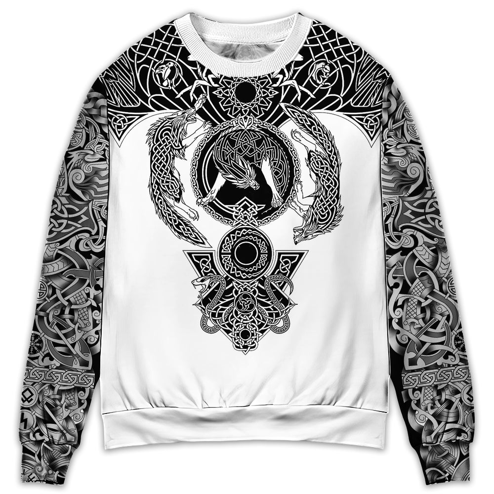 Viking Warrior Blood Black And White - Sweater - Ugly Christmas Sweater - Owls Matrix LTD