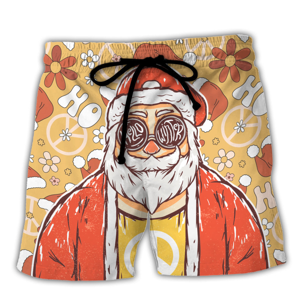 Beach Short / Adults / S Christmas Santa Cutie Hippie Groovy - Beach Short - Owls Matrix LTD