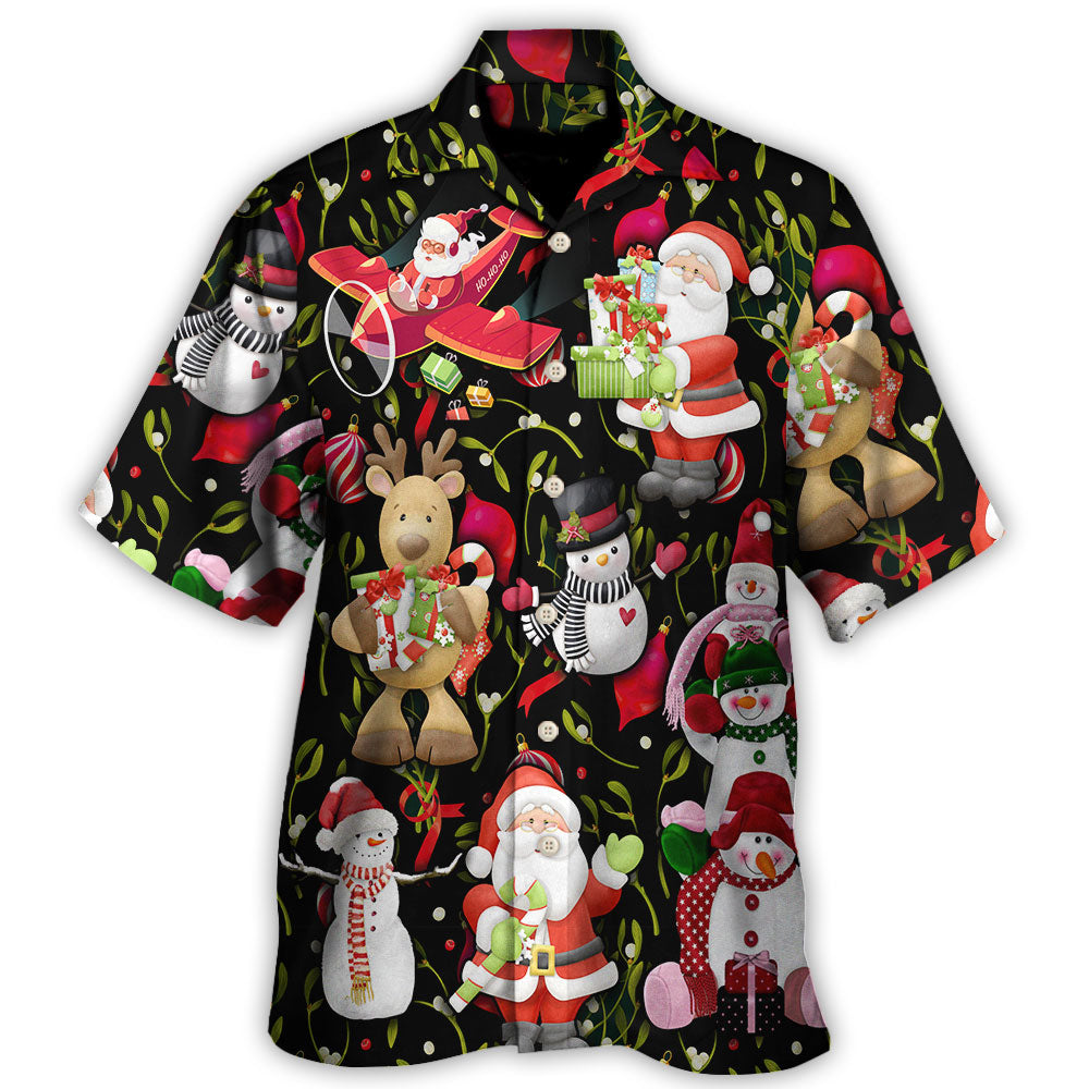 Hawaiian Shirt / Adults / S Christmas Joyful Santa Snowman Merry Xmas - Hawaiian Shirt - Owls Matrix LTD