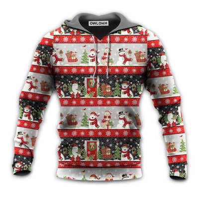 Unisex Hoodie / S Christmas Santa Claus And Snowman Happy Xmas - Hoodie - Owls Matrix LTD