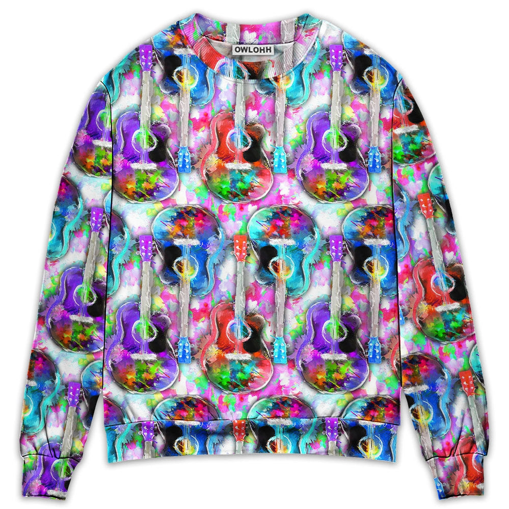 Guitar Mix Color Art Style - Sweater - Ugly Christmas Sweaters - Owls Matrix LTD