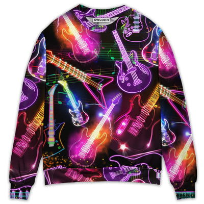 Sweater / S Guitar Neon Amazing Christmas - Sweater - Ugly Christmas Sweaters - Owls Matrix LTD