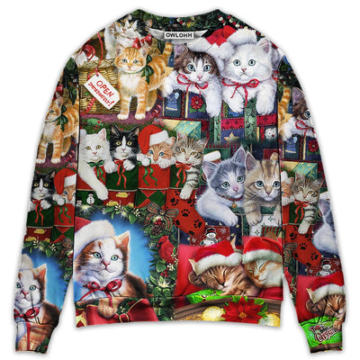 Sweater / S Cat Christmas Tree Merry Xmas - Sweater - Ugly Christmas Sweaters - Owls Matrix LTD