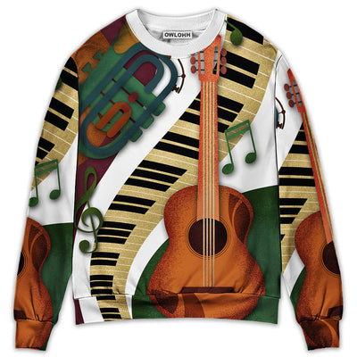 Guitar Vintage Classic Musician - Sweater - Ugly Christmas Sweaters - Owls Matrix LTD