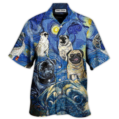 Hawaiian Shirt / Adults / S Pug Dog Cute Starry Night - Hawaiian Shirt - Owls Matrix LTD