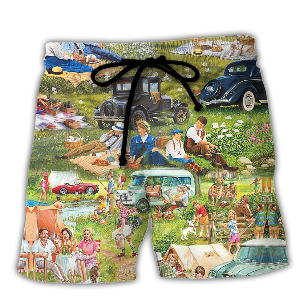 Camping It's Picnic Time So Funny - Beach Short - Owls Matrix LTD