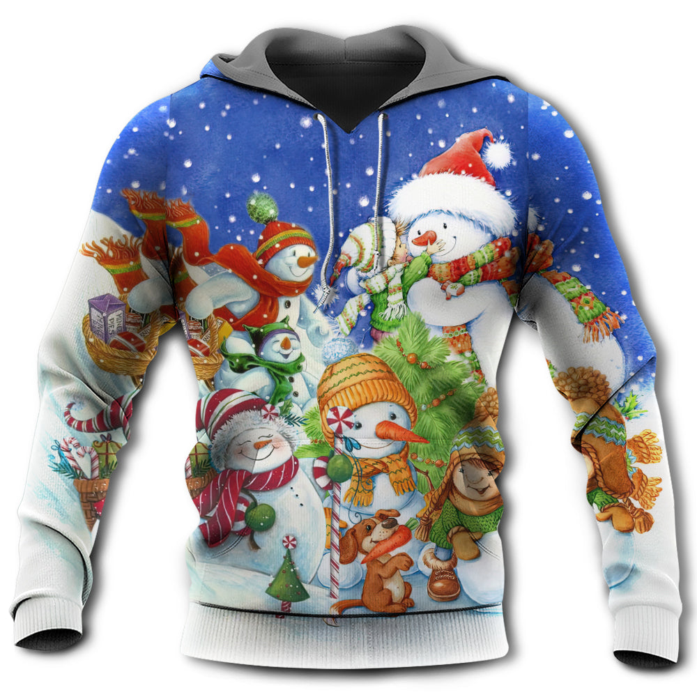 Unisex Hoodie / S Christmas Snowman Merry Christmas Night - Hoodie - Owls Matrix LTD