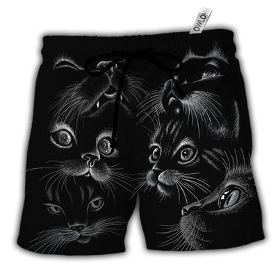 Beach Short / Adults / S Black Cat Awesome Amazing Style - Beach Short - Owls Matrix LTD