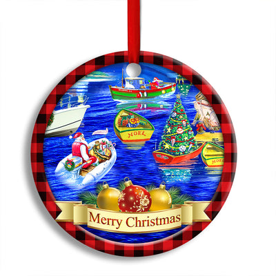Pack 1 Christmas We Wish You A Merry Christmas Custom Photo Personalized - Circle Ornament - Owls Matrix LTD