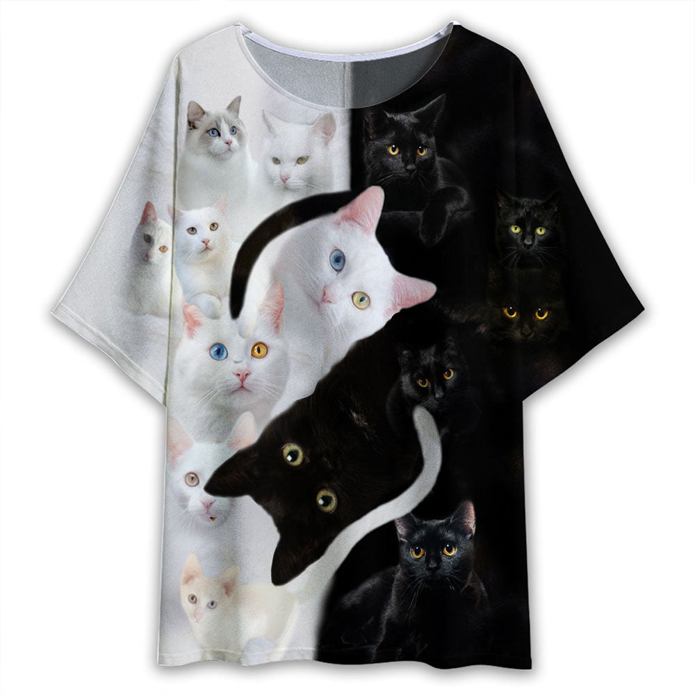 S Cat Are Better Than One - Women's T-shirt With Bat Sleeve - Owls Matrix LTD