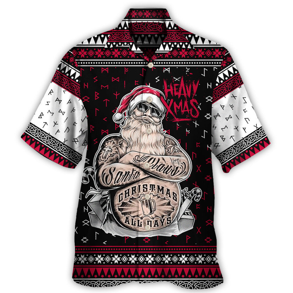 Hawaiian Shirt / Adults / S Christmas Tattoo Santa Funny Merry Xmas - Hawaiian Shirt - Owls Matrix LTD