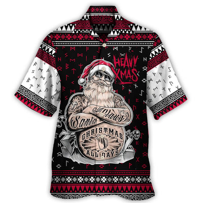 Hawaiian Shirt / Adults / S Christmas Tattoo Santa Funny Merry Xmas - Hawaiian Shirt - Owls Matrix LTD