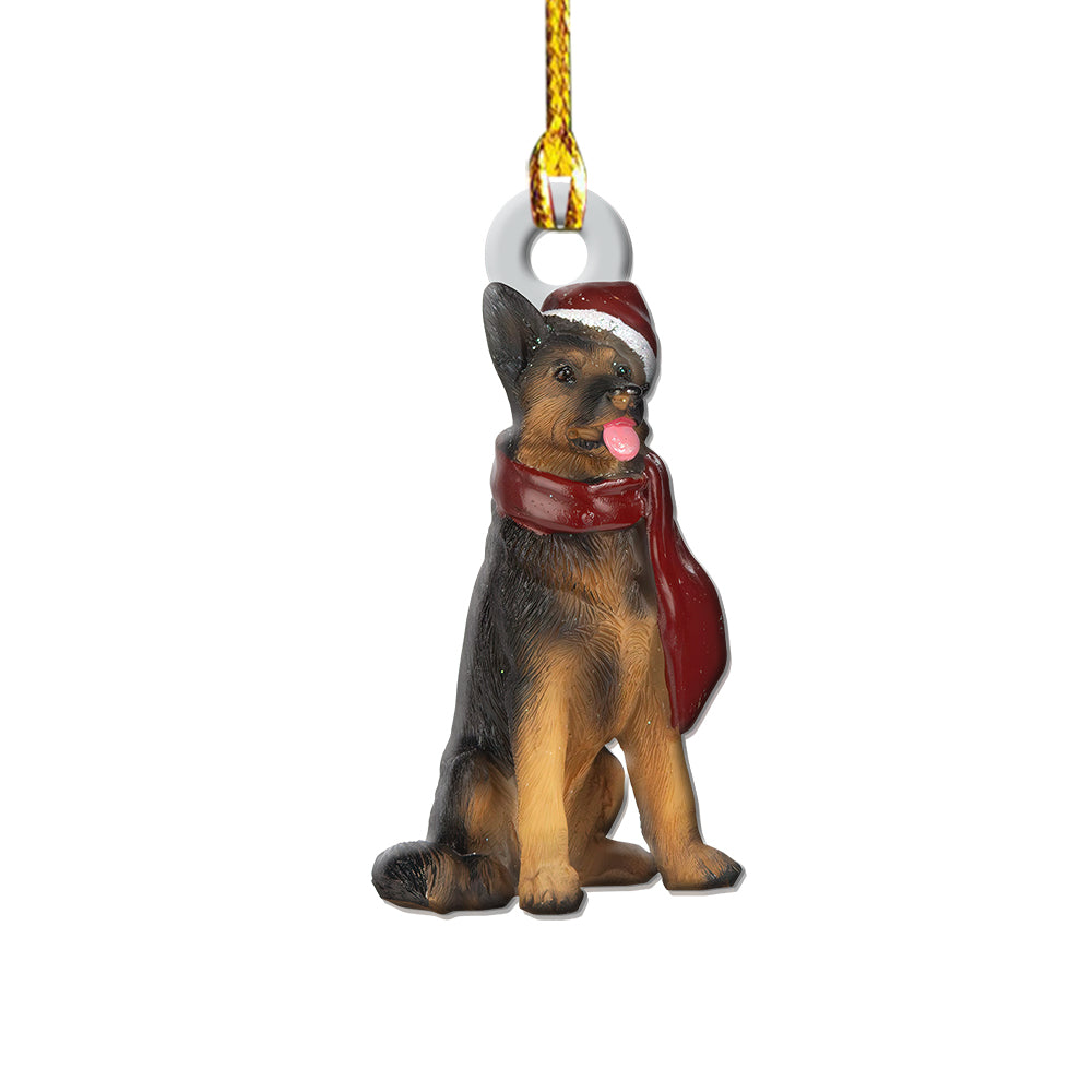 Pack 1 German Shepherd Holiday Dog - Custom Shape Ornament - Owls Matrix LTD