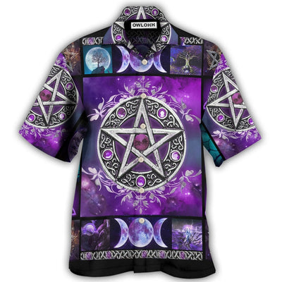 Hawaiian Shirt / Adults / S Wicca Witch Vibes Purple Pentagra - Hawaiian Shirt - Owls Matrix LTD