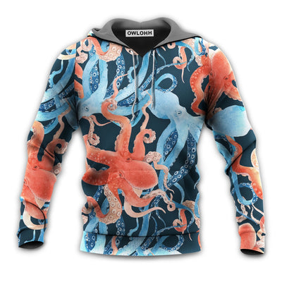 Unisex Hoodie / S Octopus Colorful Ocean Life Basic - Hoodie - Owls Matrix LTD