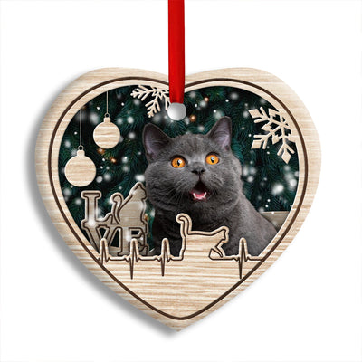 Pack 1 Christmas Cat Lover Heart Beat - Heart Ornament - Owls Matrix LTD